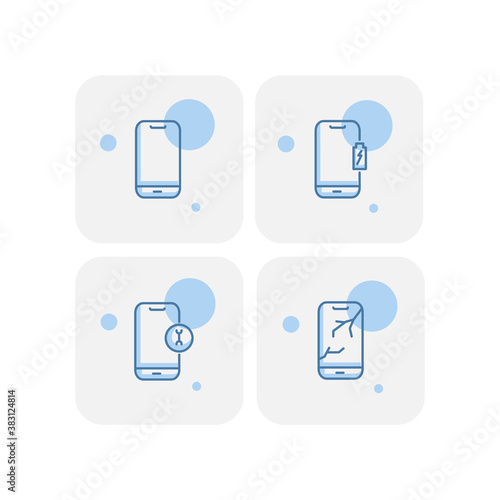 Creative blue smart phone icons design vector