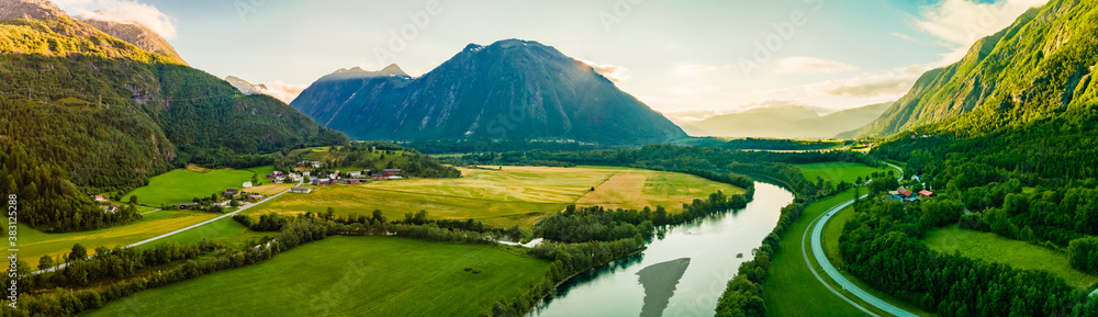 Rauma river valley near Soggebru camping, Norway Rauma river valley near Soggebru camping, Norway