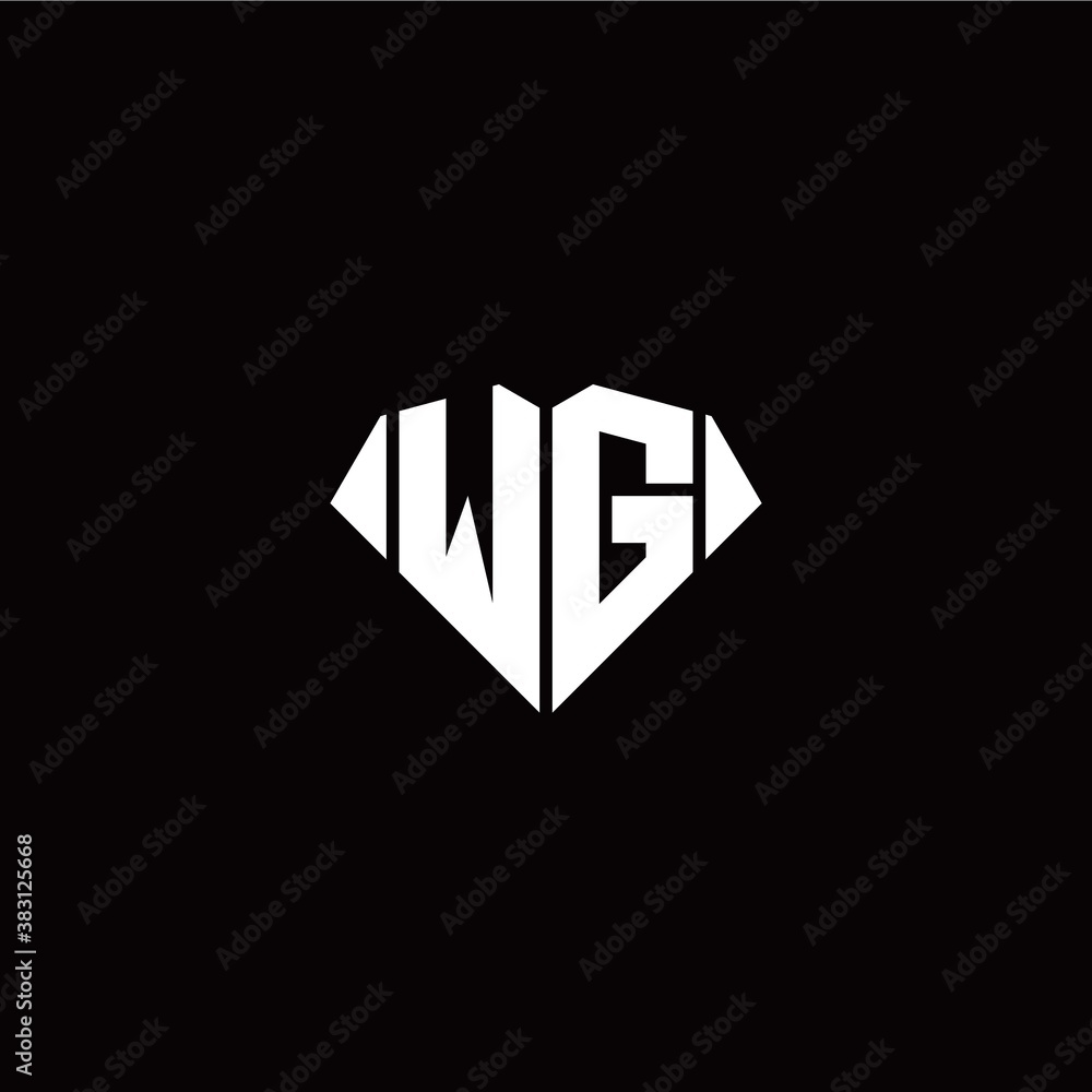 Obraz premium W G initial letter with diamond shape origami style logo template vector