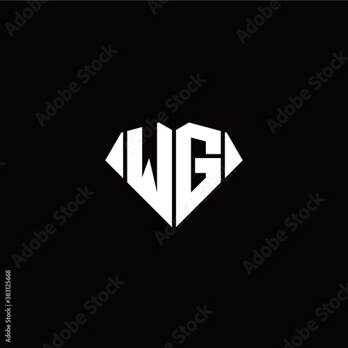 W G initial letter with diamond shape origami style logo template vector