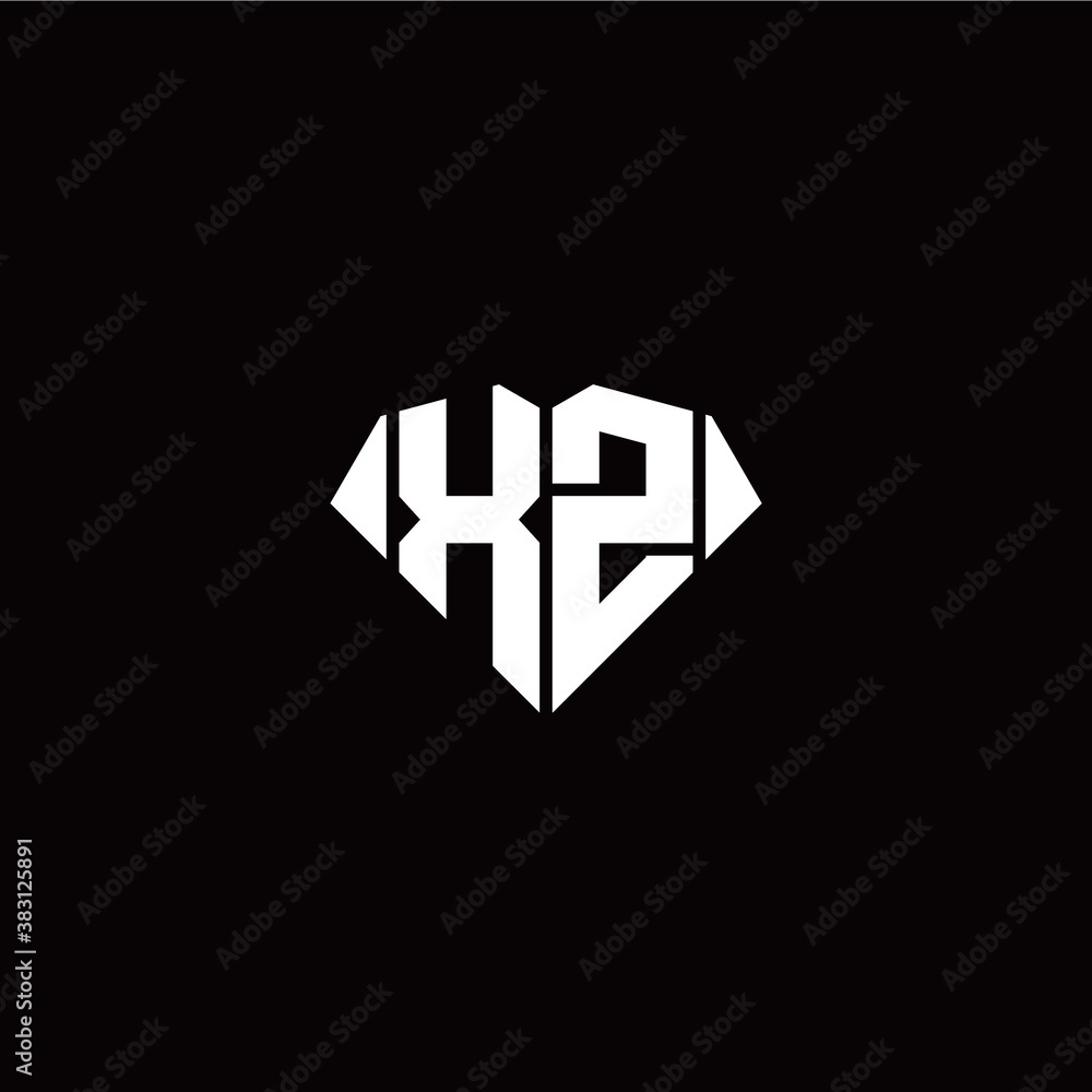 Obraz premium X Z initial letter with diamond shape origami style logo template vector