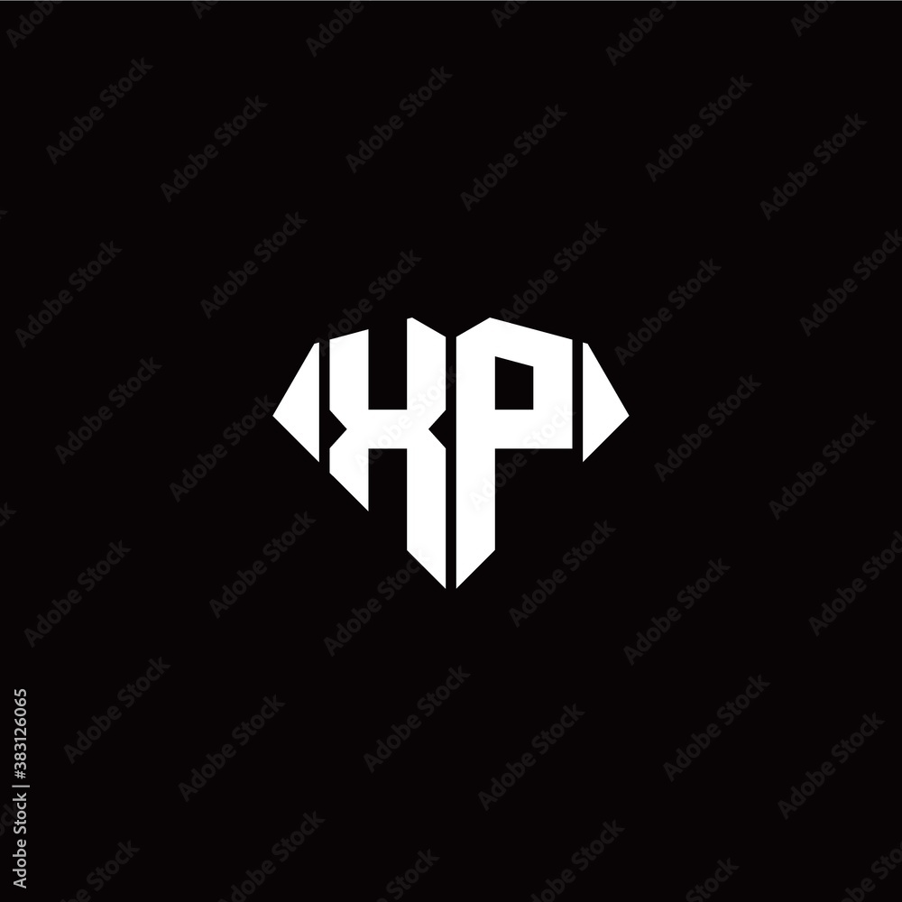 Fototapeta premium X P initial letter with diamond shape origami style logo template vector