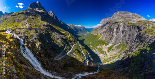 Trollstigen or Trolls Path is a serpentine mountain road in Norway