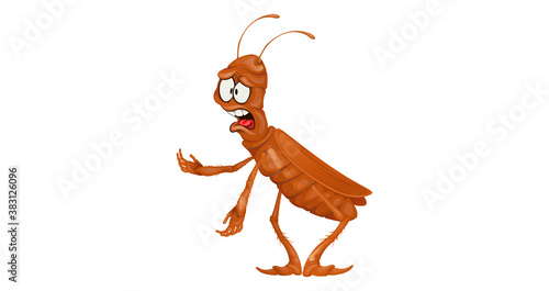 Funny cockroach with an offended face in cartoon style