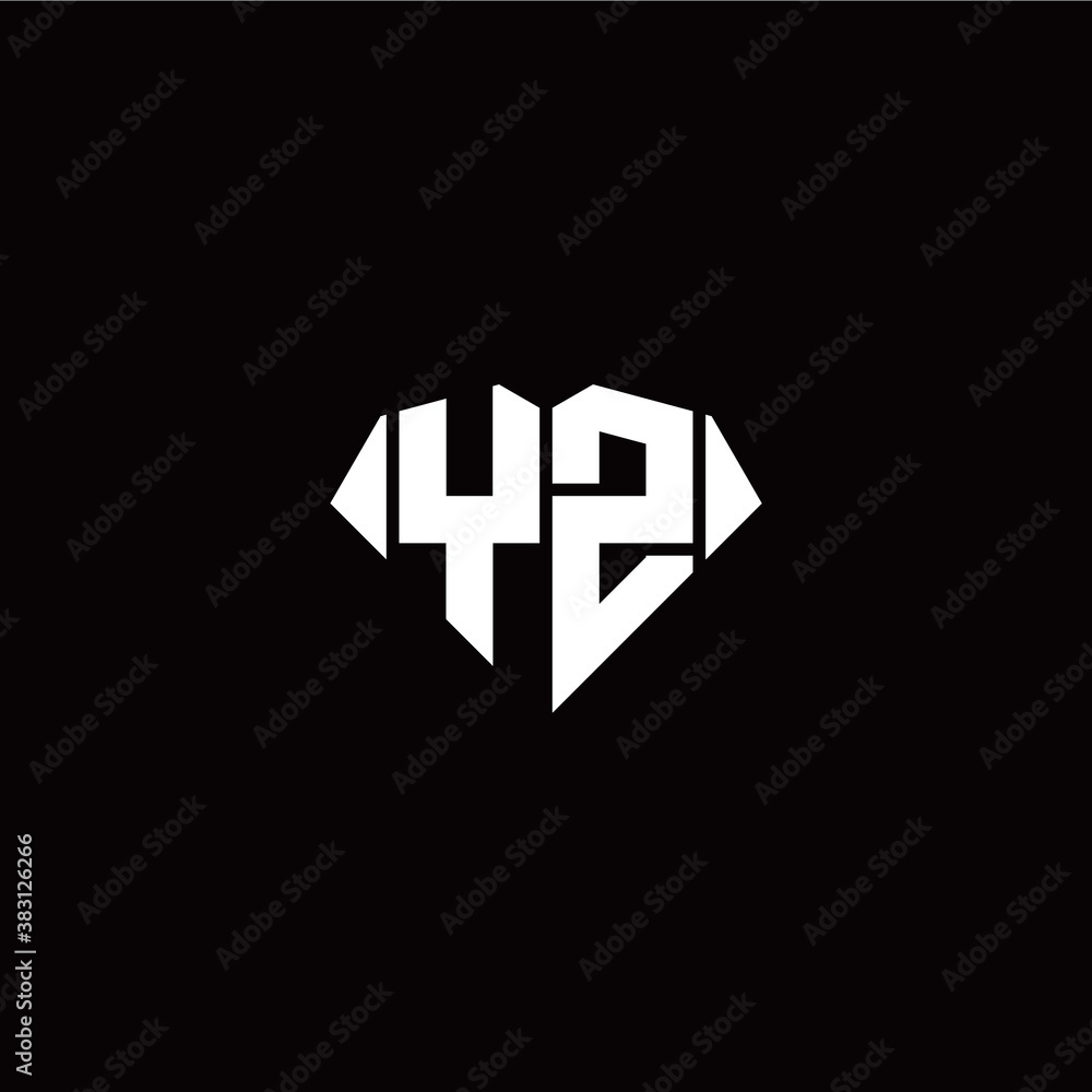Fototapeta premium Y Z initial letter with diamond shape origami style logo template vector