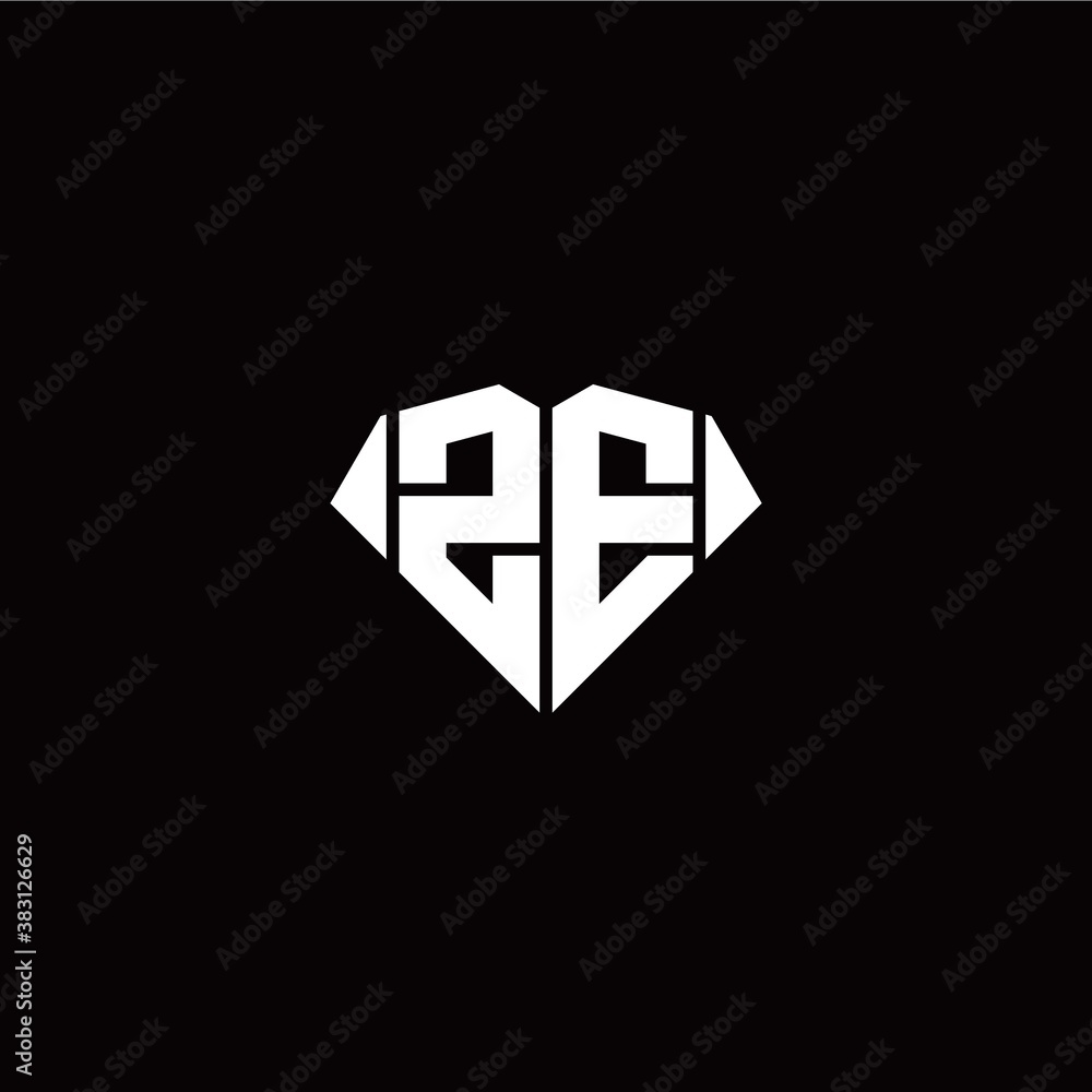 Fototapeta premium Z E initial letter with diamond shape origami style logo template vector