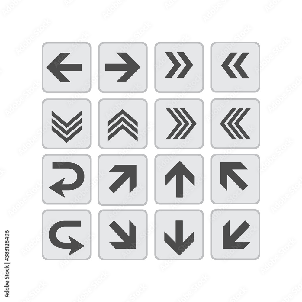 Large vector set of directional arrows on isolated Large vector set of directional arrows on isolated