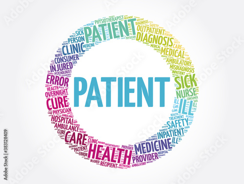 Patient word cloud collage, health concept background