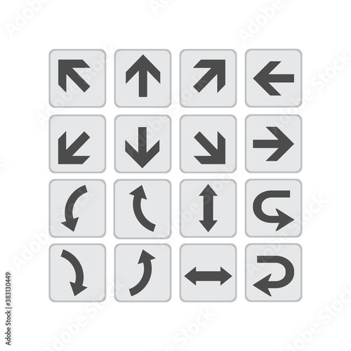 Large vector set of directional arrows on a white background.