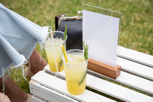 Elegant, colorful and fresh drinks on a summer evening