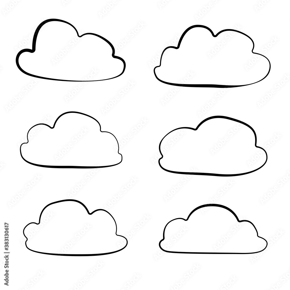 Clouds outline set. Clouds outline set.