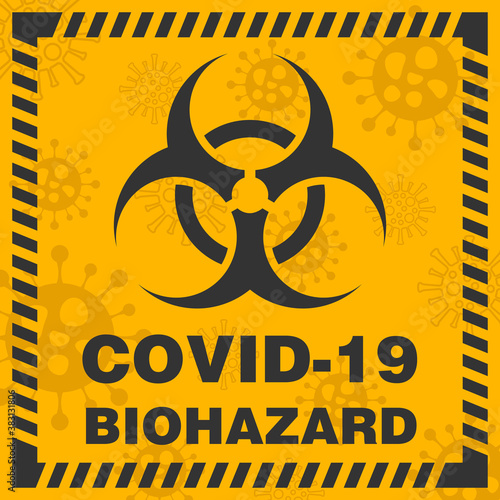 Signage covid yellow biohazard warning concept vector