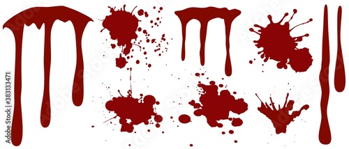Stains and streaks of blood.