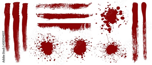 Stains and streaks of blood.