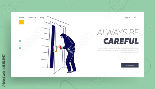 Assassination Attempt, Secret Mission, Spying Agency Service Landing Page Template. Male Special Agent Spraying Poison