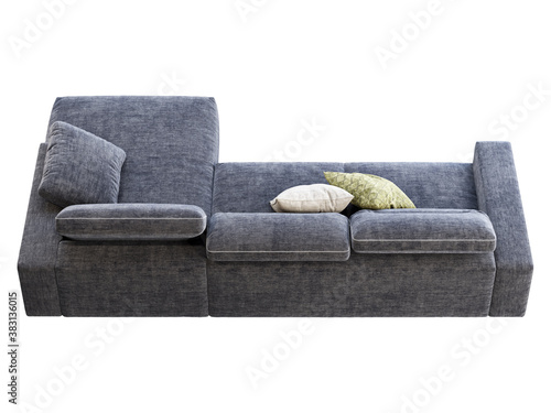 Modern dark blue fabric chaise lounge sofa with adjustable backrest. 3d render © 3dmitruk