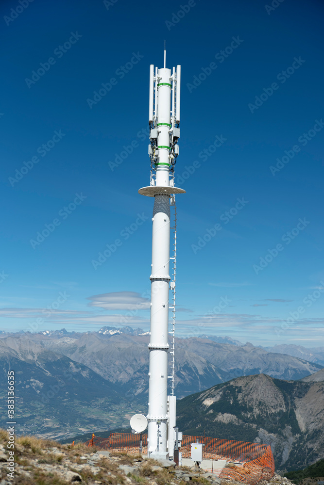 Telephony relay antenna on a mountain peak
