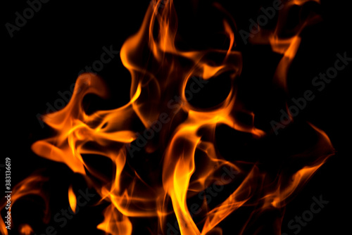 Fire flames abstract on black background. Fire and burning flame on dark background