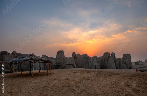 moujgarh or moj garh fort in cholistan desrt in Bahawalpur , punjab, Pakistan  photo