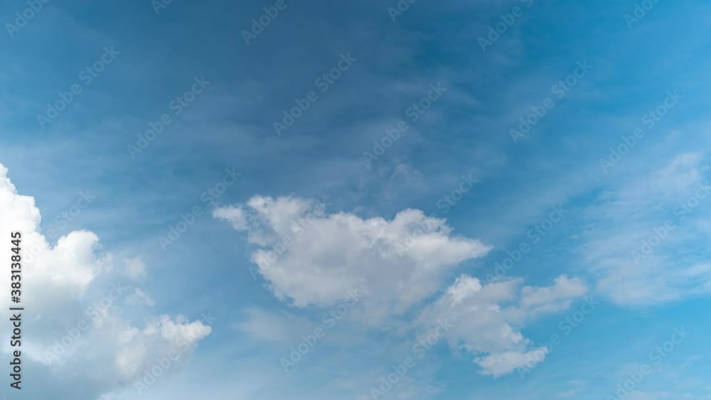 Timelapse of moving white clouds with blue sky.Cloud moving and transforming footage background Timelapse of moving white clouds with blue sky.Cloud moving and transforming footage background