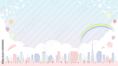 Townscape back image illustration wide size