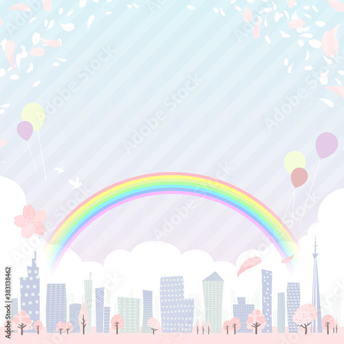 Townscape back image illustration wide size