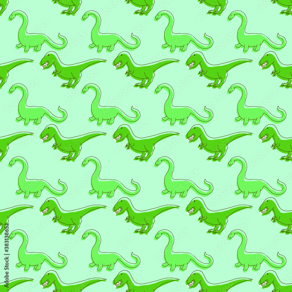 Dinosaur pattern on light green background
