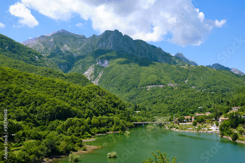 Landscape From Vagli lake and apuan mountains