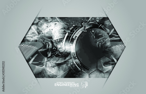 Vector poster background with 3D illustration abstract technology hi tech concept