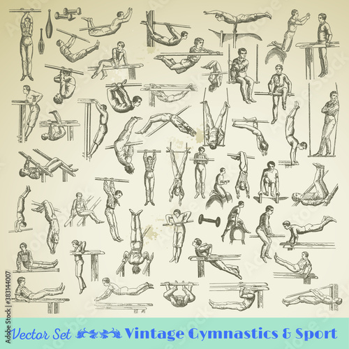 Vintage set of gymnastic sport