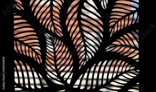 Fotografi Black leaves stencil against window light.