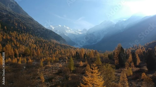 autumnal flight over glacier