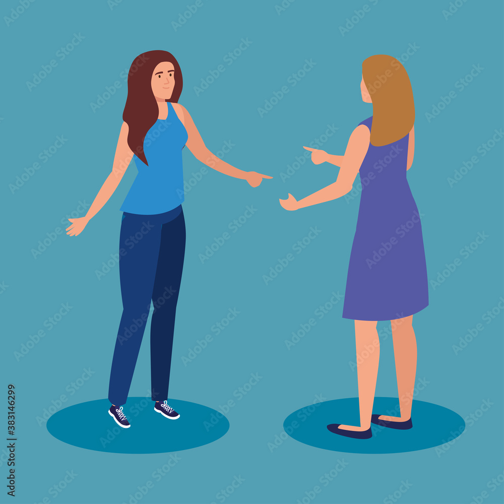 women cartoons on blue background design, Woman girl female person and people theme Vector illustration women cartoons on blue background design, Woman girl female person and people theme Vector illustration