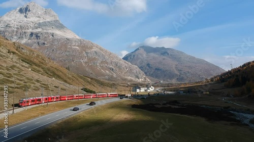 Alpine train in the mountains 