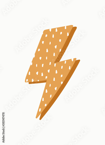 Simple Hand Drawn Lightning Bolt Vector Illustration. Perfect As Wall Art In Kids Playroom, Card, Poster Or Invitation.