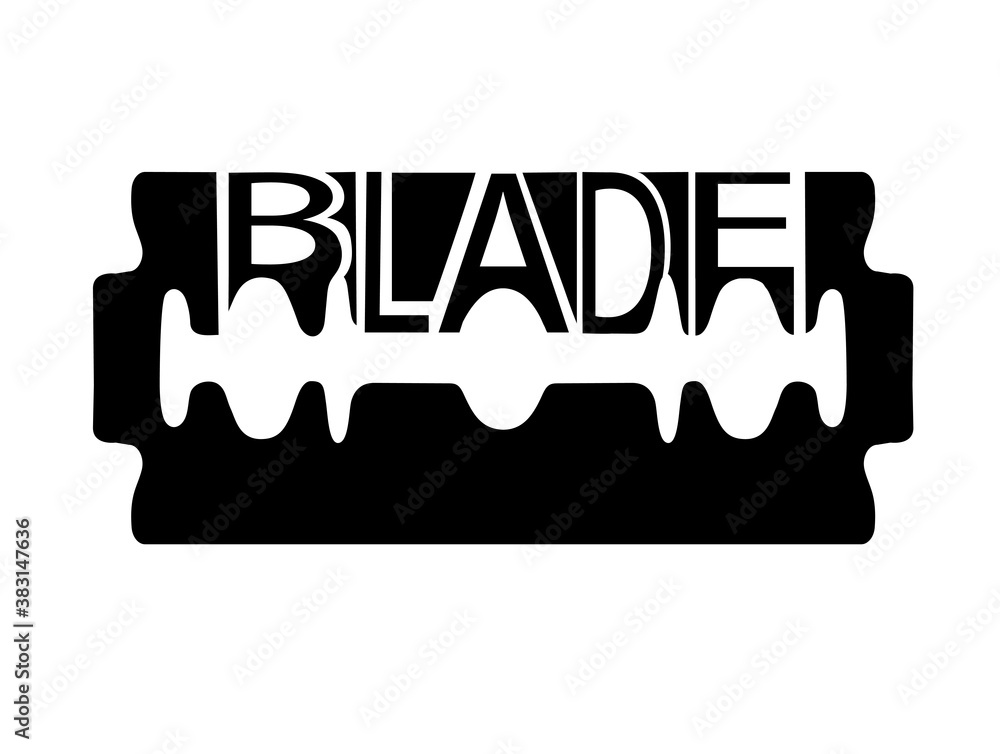 The silhouette of the blade is black, with the word blade drawn inside it. Isolated over white background. Stock vector illustration. The silhouette of the blade is black, with the word blade drawn inside it. Isolated over white background. Stock vector illustration.