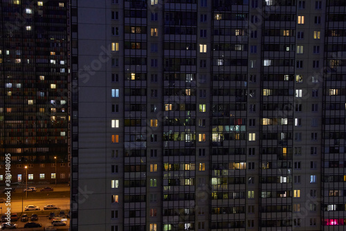 night view from the high-rise residential building in city sleeping area