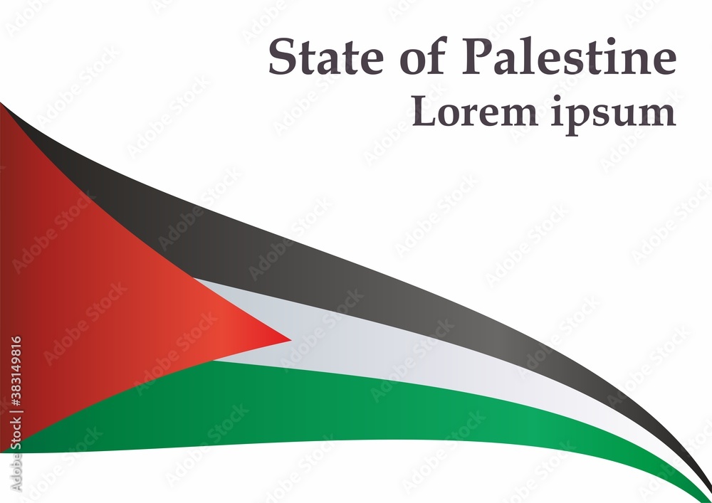 Obraz premium Flag of Palestine, State of Palestine. Bright, colorful vector illustration.
