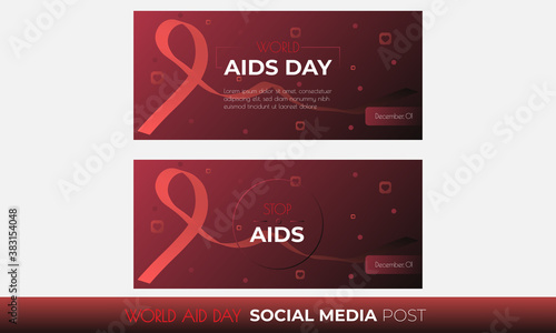 World Aids Day social media cover design template pack. Vector design template layout. Social media post, poster, banner template for World Aids Day