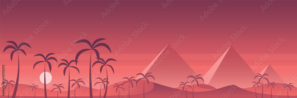 Desert Egypt Pyramids Scene Panoramic Banner Desert Egypt Pyramids Scene Panoramic Banner