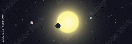 Star and Planet Transit Scene Panoramic Banner