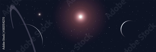 Universe Stars and Planets Scene Panoramic Banner
