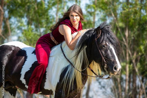 Women Equestrian on Gypsy Horse