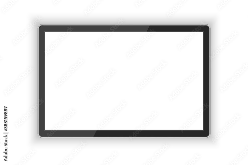 Realistic mock up monitor with blank screen on white background. TV screen model. Slim display. Template for interface design. Vector illustration
Realistic mock up monitor with blank screen on white background. TV screen model. Slim display. Template for interface design. Vector illustration