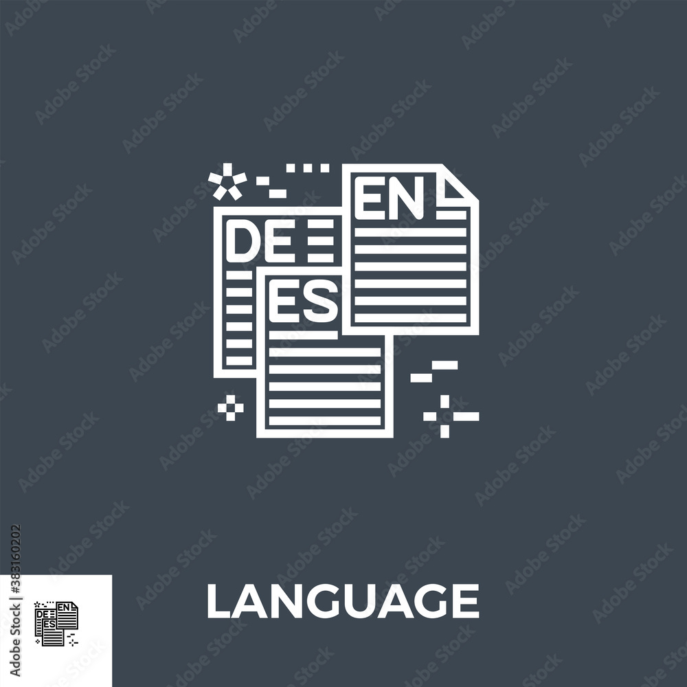 Language Related Vector Thin Line Icon. Isolated on Black Background. Vector Illustration. Language Related Vector Thin Line Icon. Isolated on Black Background. Vector Illustration.