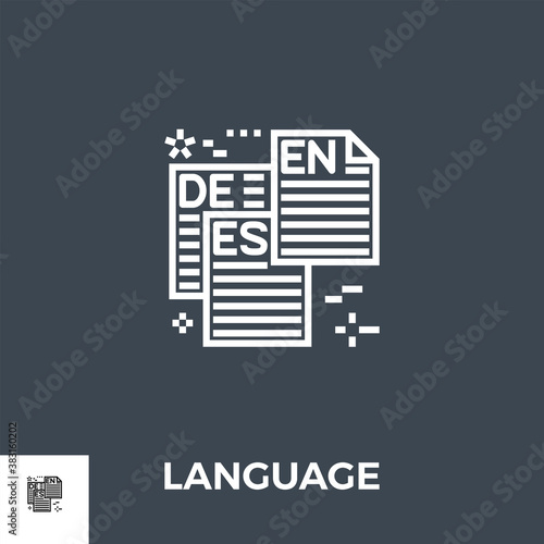 Language Related Vector Thin Line Icon. Isolated on Black Background. Vector Illustration.
