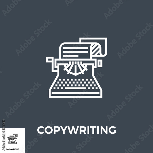 Copywriting Related Vector Thin Line Icon. Isolated on Black Background. Vector Illustration.
