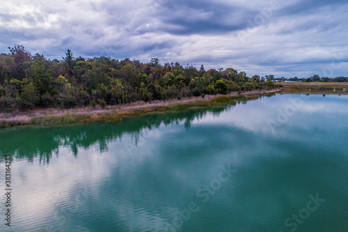 Frankston reservoir coastline on a cloudy day. Melbourne, Australia