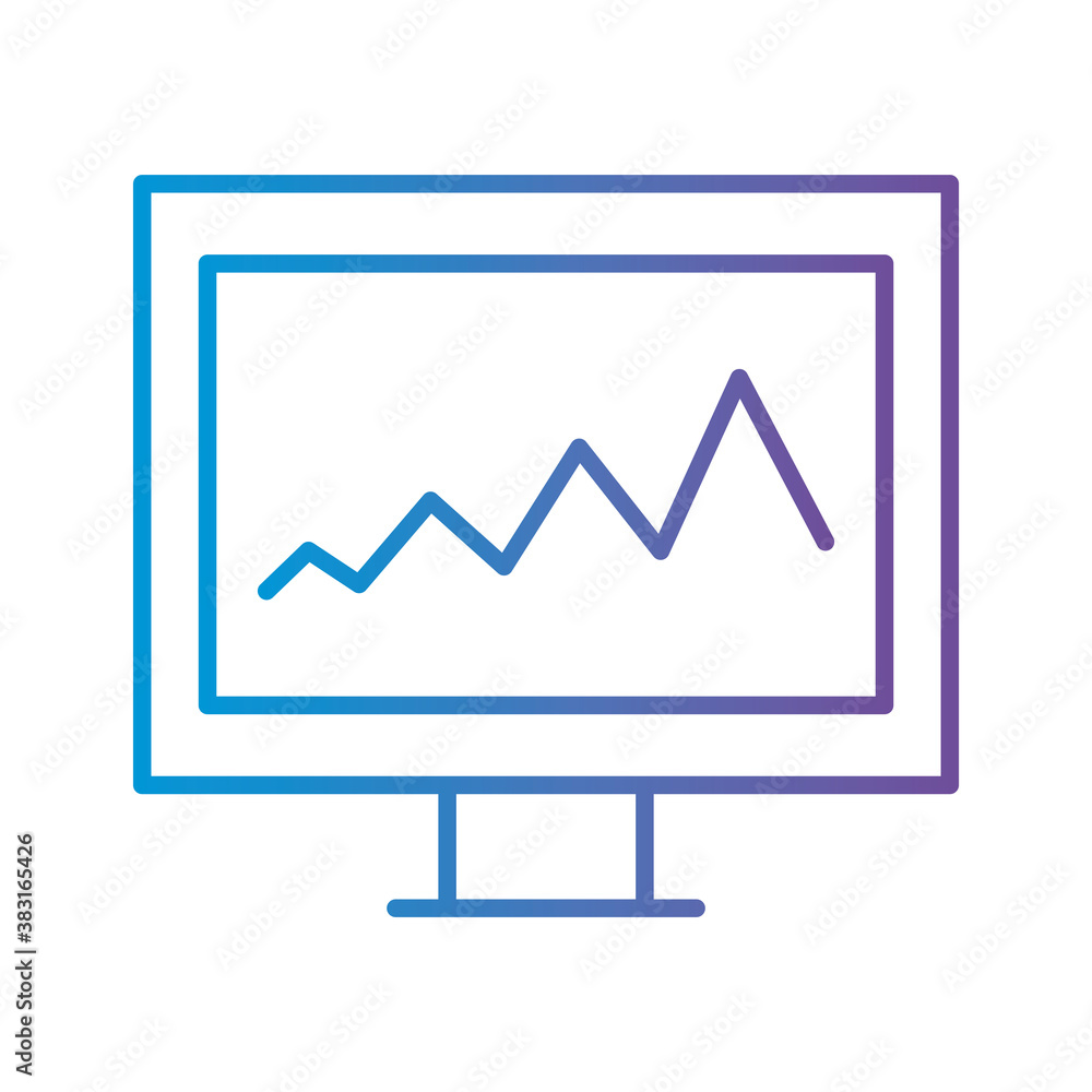 bars chart in laptop gradient style icon vector design