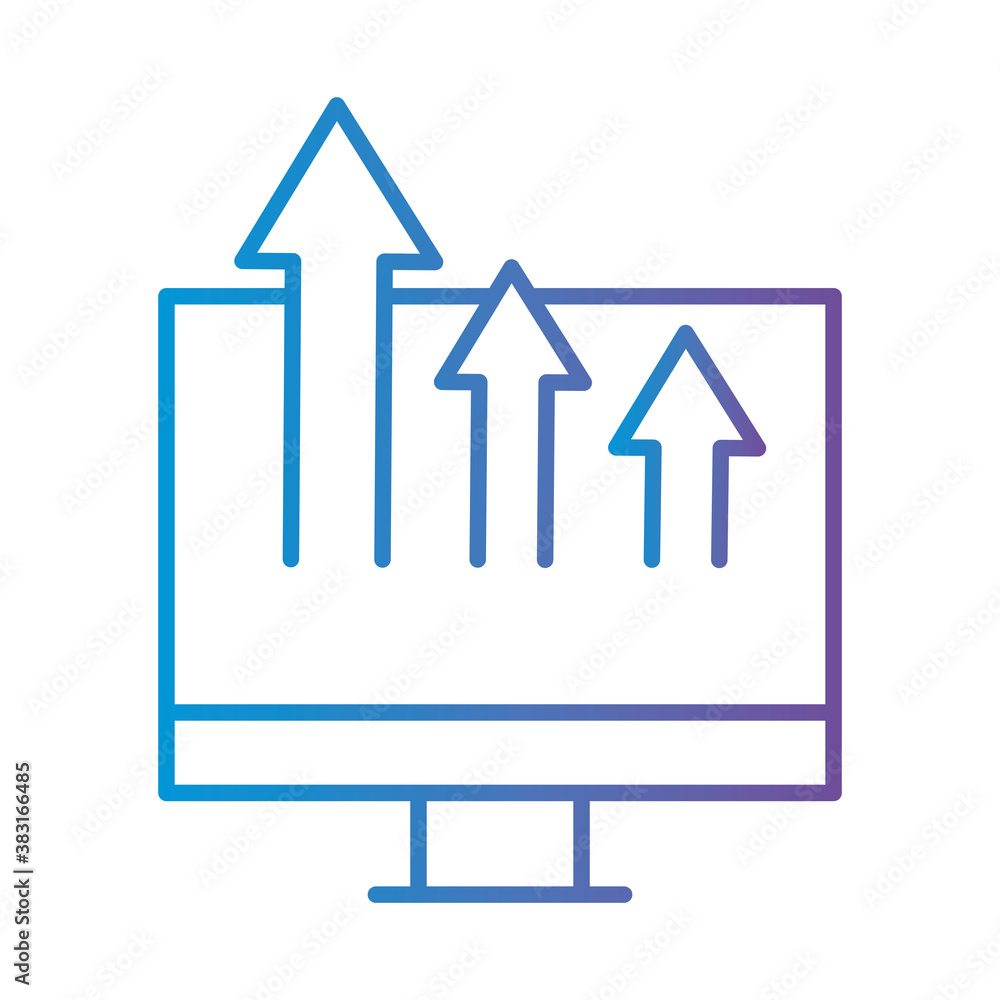 computer with flow chart gradient style icon vector design computer with flow chart gradient style icon vector design